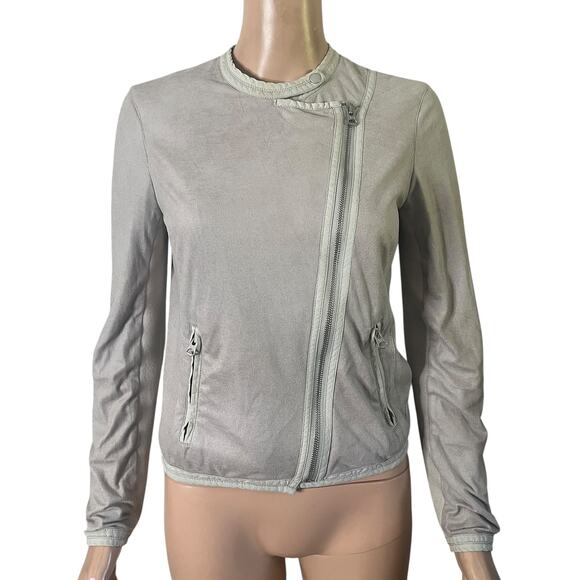 A|X Armani Exchange Moto Jacket Womens Small Gray Faux Suede Asymmetrical Zip - Picture 11 of 14